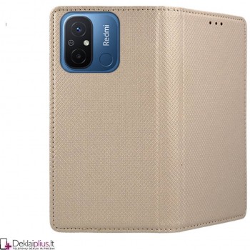 Telone atverčiamas dėklas - auksinės spalvos Xiaomi Redmi 12C/11A/Poco C55 Telone atverčiamas dėklas - auksinės spalvos Xiaomi Redmi 12C/11A/Poco C55